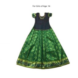 South Indian Lehenga Girls skirt GREEN - 38"
